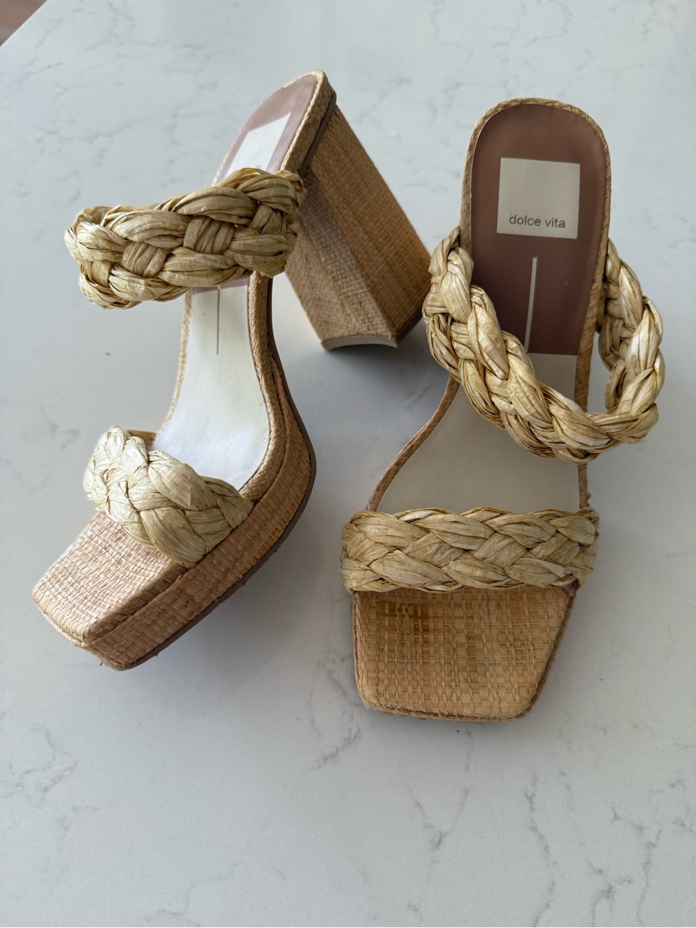Dolce Vita Natural Braided Paily Platform Heels